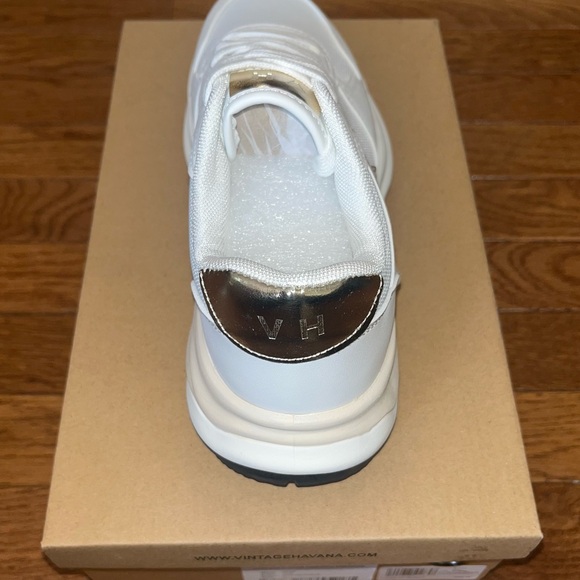 Vintage Havana Run Gold Star Fashion Sneaker White & Metallic Gold Women’s 7.5 - Picture 6 of 10